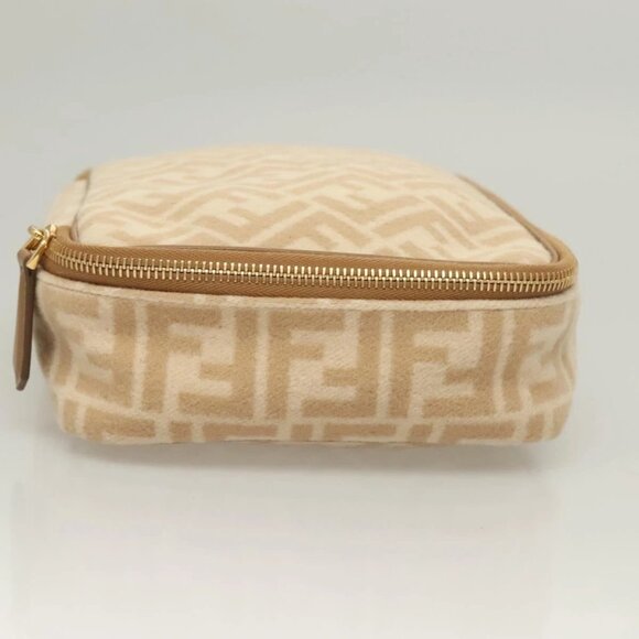 Authentic FENDI Zucca Canvas Vanity Pouch Beige Gold bst551-112825 - Picture 5 of 16
